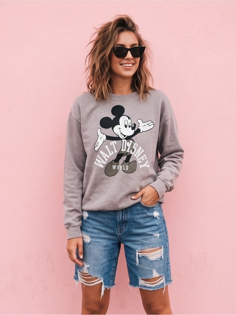 Walt Disney World Gray Mickey Mouse Graphic Pullover Sweatshirt size medium